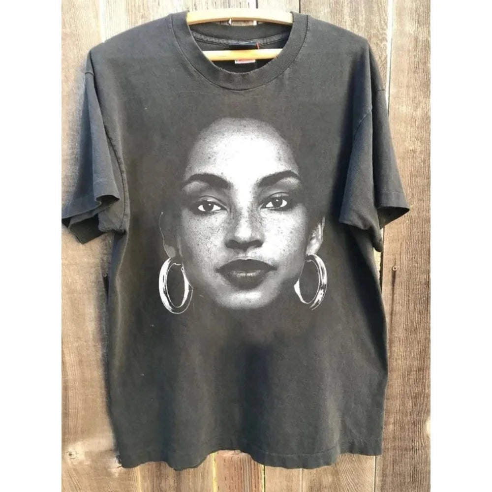 Vintage 90's Sade Adu Shirt Sade Rap Hip Hop 90 Unisex Tshirt S-4XL Graphic Short Sleeve Shirt Men Women Summer