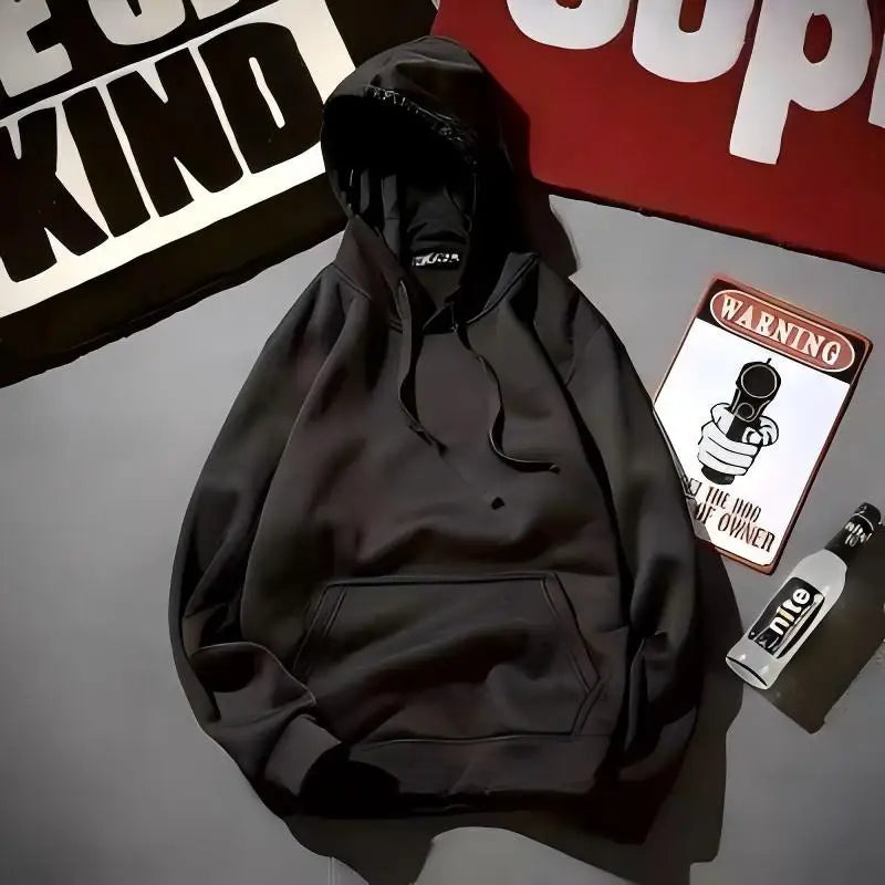 Spring Fall Men and women's plain black grey hooded sweatshirts Street wear Running sweatshirts Casual loose hoodie pullovers