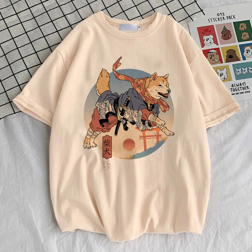 Shiba Inu tshirt teen graphic Pop Culture Grunge Digital University shirt Trendy Vintage anime Breathable hip hop 2000s