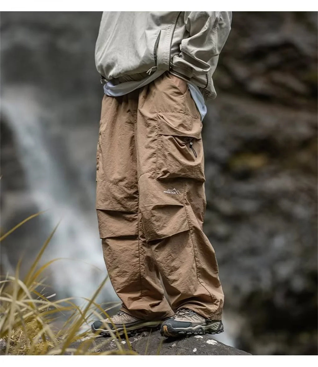 Men's Spring and Autumn New Waterproof Hip Hop Mountaineering Pants Casual Harajuku Work Pants Black Cargo Outwear Pants
