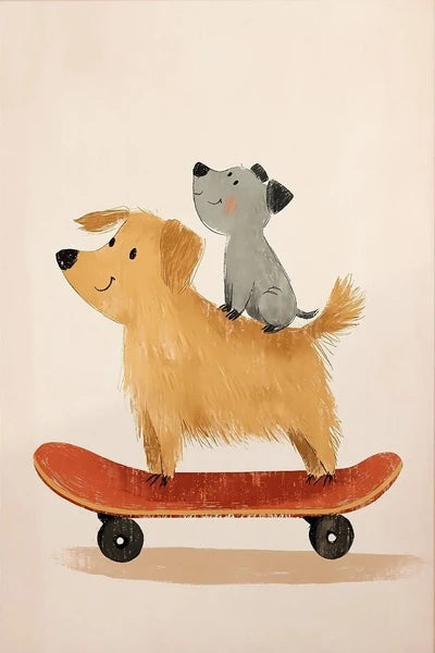 Funny Animals Rabbit Dog Bear Cat Lion Skateboard Posters Prints Crocodile Wall Art Canvas Nursery Pictures for Kids Room Decor