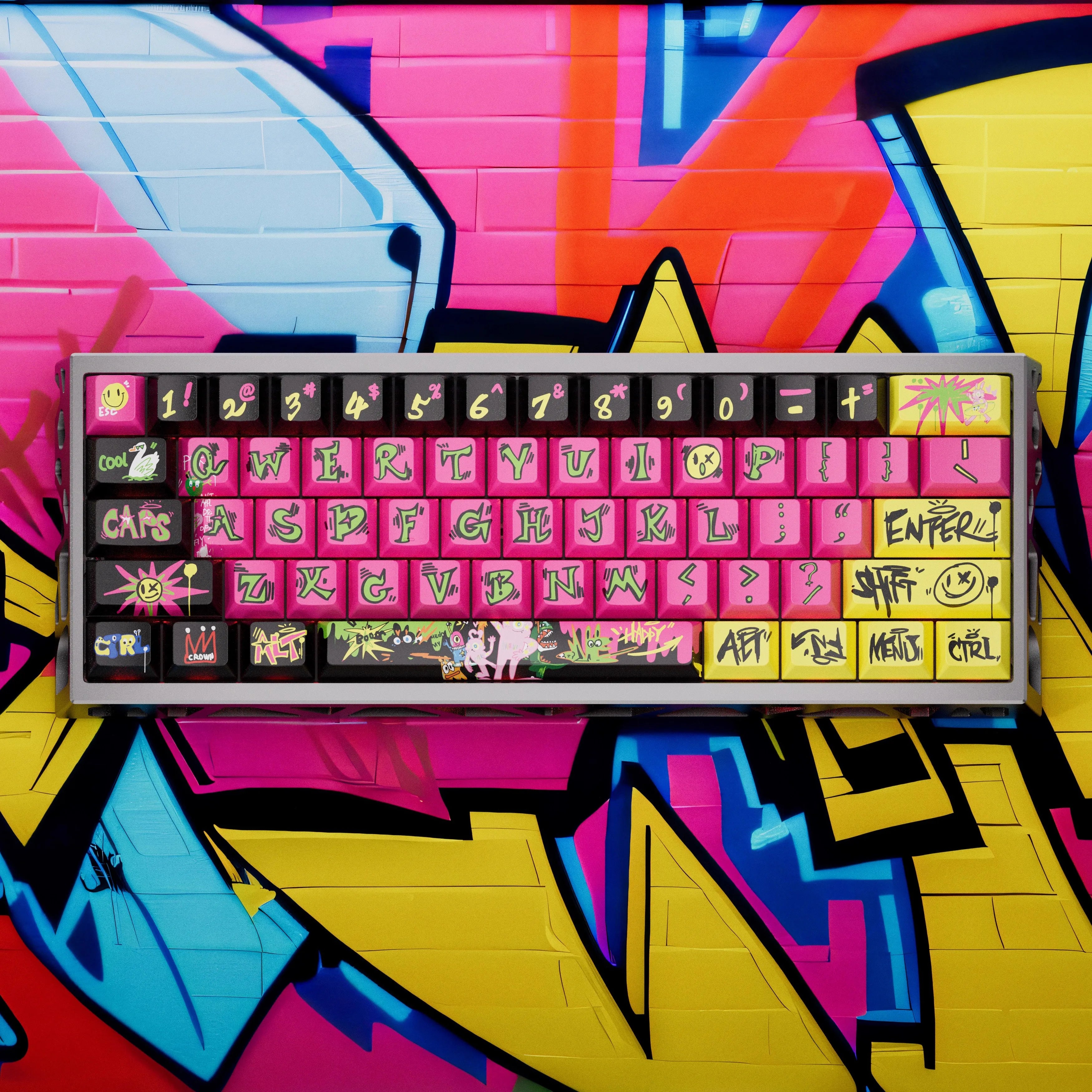 Graffiti Maniac Theme Keycaps - Sublimation Process PBT Material - Suitable For Art Lovers-Original Factory Height
