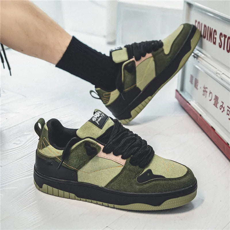 Fashion Green Men's Casual Sneakers Street Youth Sport Skateboard Shoes Men Designer Skateboarding Men Sneaker zapatillas hombre