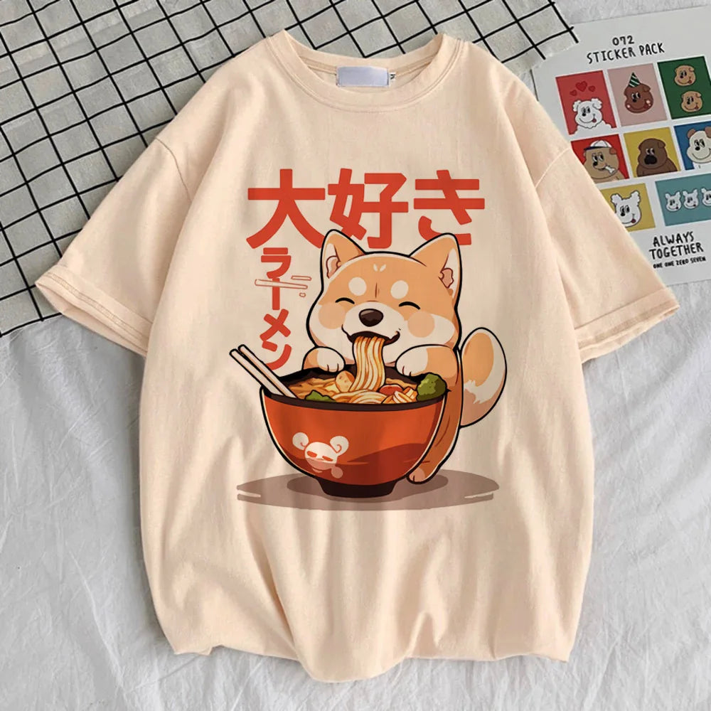 Shiba Inu tshirt teen graphic Pop Culture Grunge Digital University shirt Trendy Vintage anime Breathable hip hop 2000s