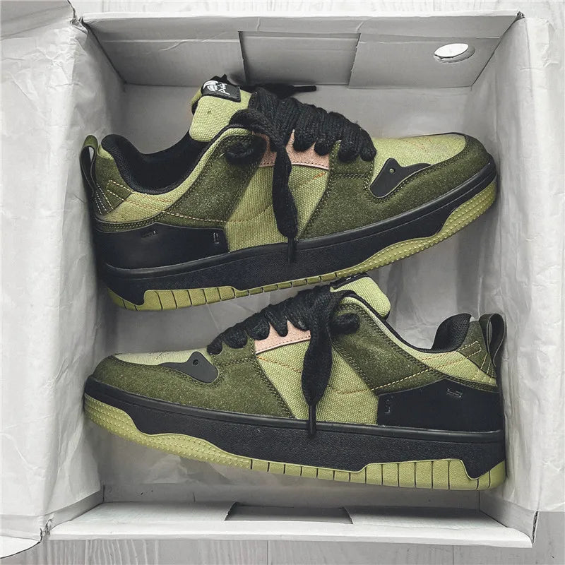 Fashion Green Men's Casual Sneakers Street Youth Sport Skateboard Shoes Men Designer Skateboarding Men Sneaker zapatillas hombre