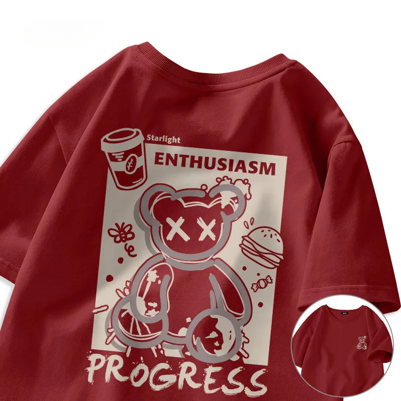 Graffiti Street Bear Retro Large Short Sleeved T-shirt