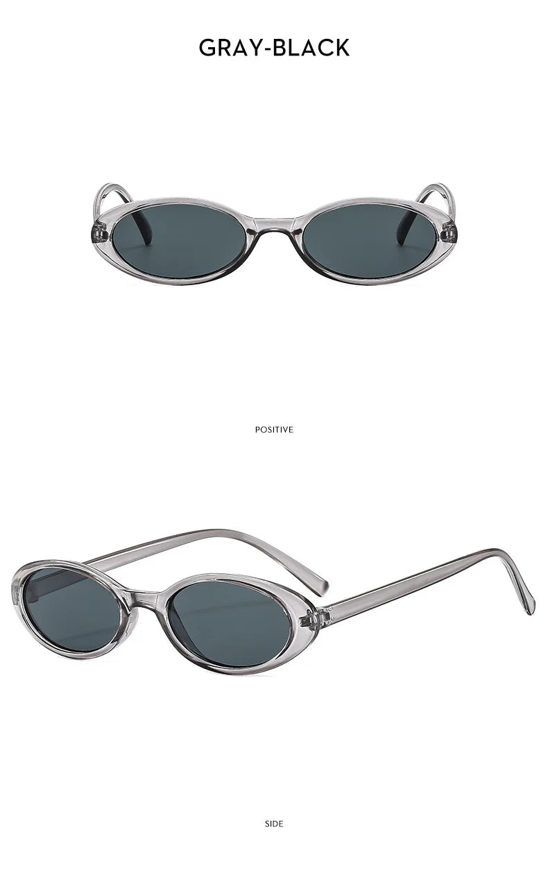 New Small Oval Sunglasses Women Men Trendy Vintage Hip Hop Cat Eye Sun Glasses Female Leopard Black Punk Eyewear UV400 Oculos