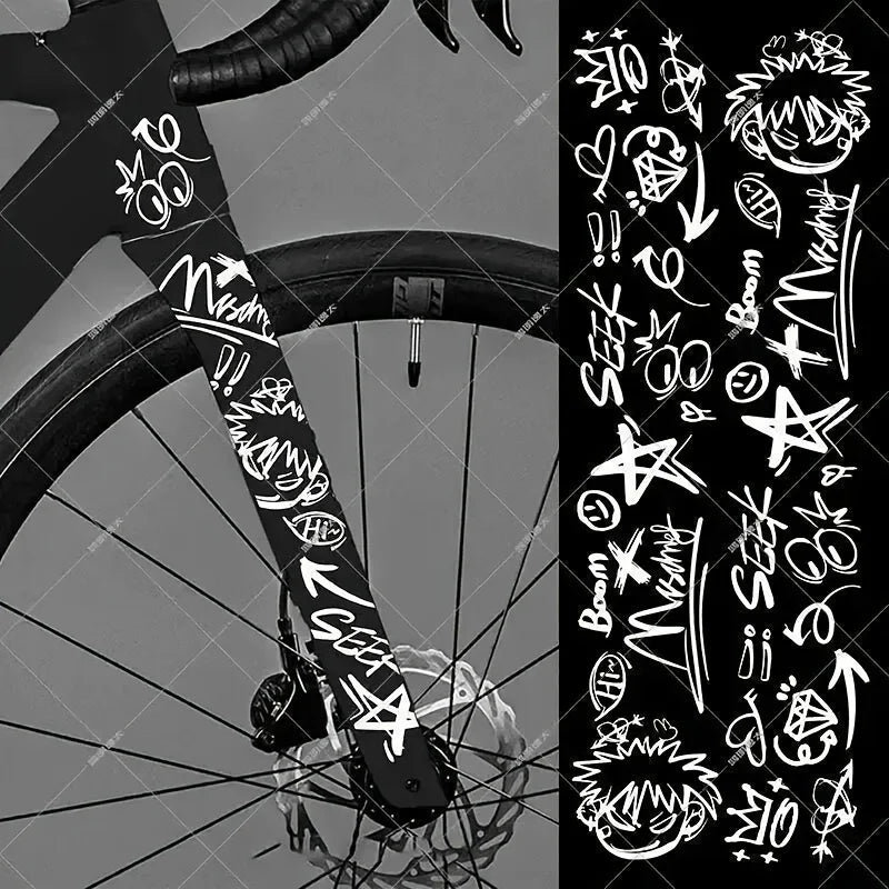 Graffiti - Style Bike Sticker Pack,Cool Cartoon & Symbol Decals for Bicycle Frames, Laptops,Perfect for Personalizing Your Items