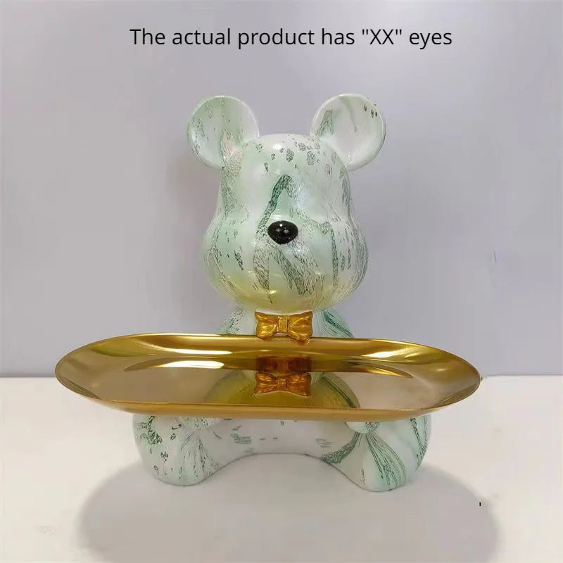 Graffiti Bear Figurine Home Decoration Animal Statue Keys Candy Storage Shelf Modern Room Sculpture Table Decor Statues Ornament