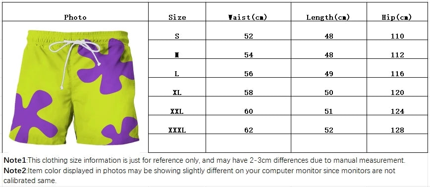 New Summer 3D Anime Patrick Star Board Shorts Trunks Quick Dry Beach Swiming Shorts Women Men Hip Hop Short Pants Beach clothes