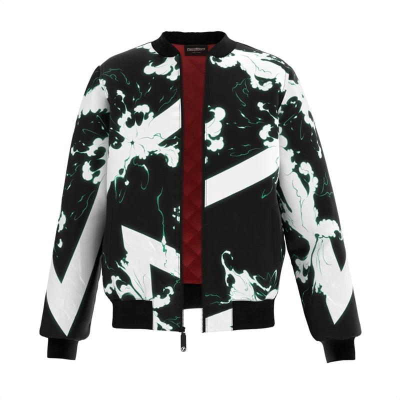 Irregular Stripes Graffiti Bomber Jacket for Men's Hip Hop Street Long Sleeve Zipper Jackets Autumn Outdoor Fashion Trend Coat