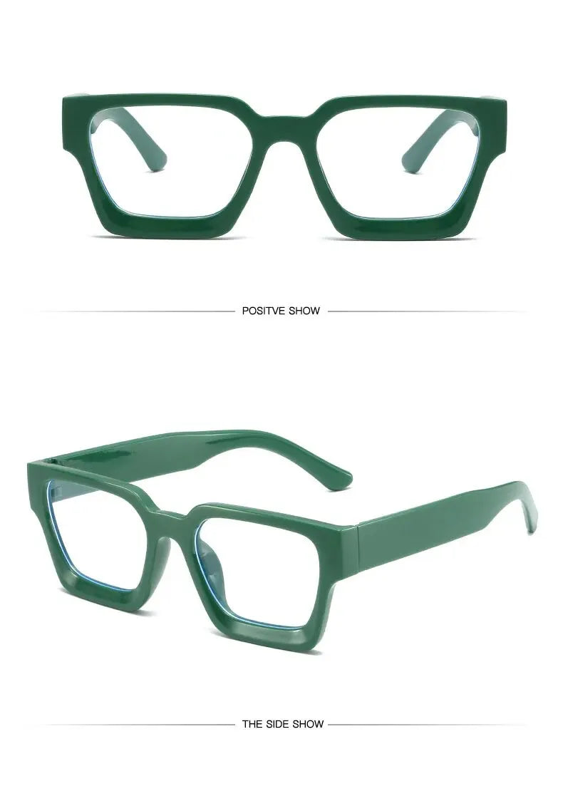 Texture Thick Edge Square Frame Decoration Street Wear Flat Mirror European And American Anti-blue Glasses