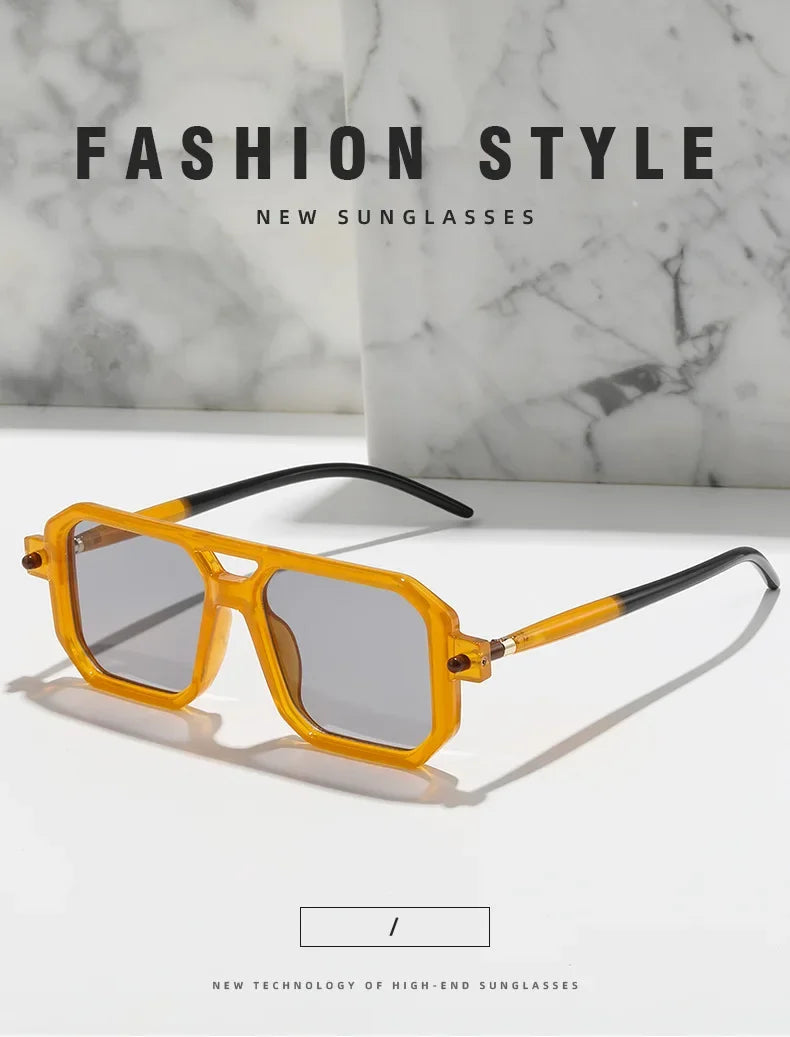 Trendy Design Double Bridge Sunglasses Women's Fashion Leopard Sun Glasses Popular Street Wear Shades Men's Shades UV400 Eyewear