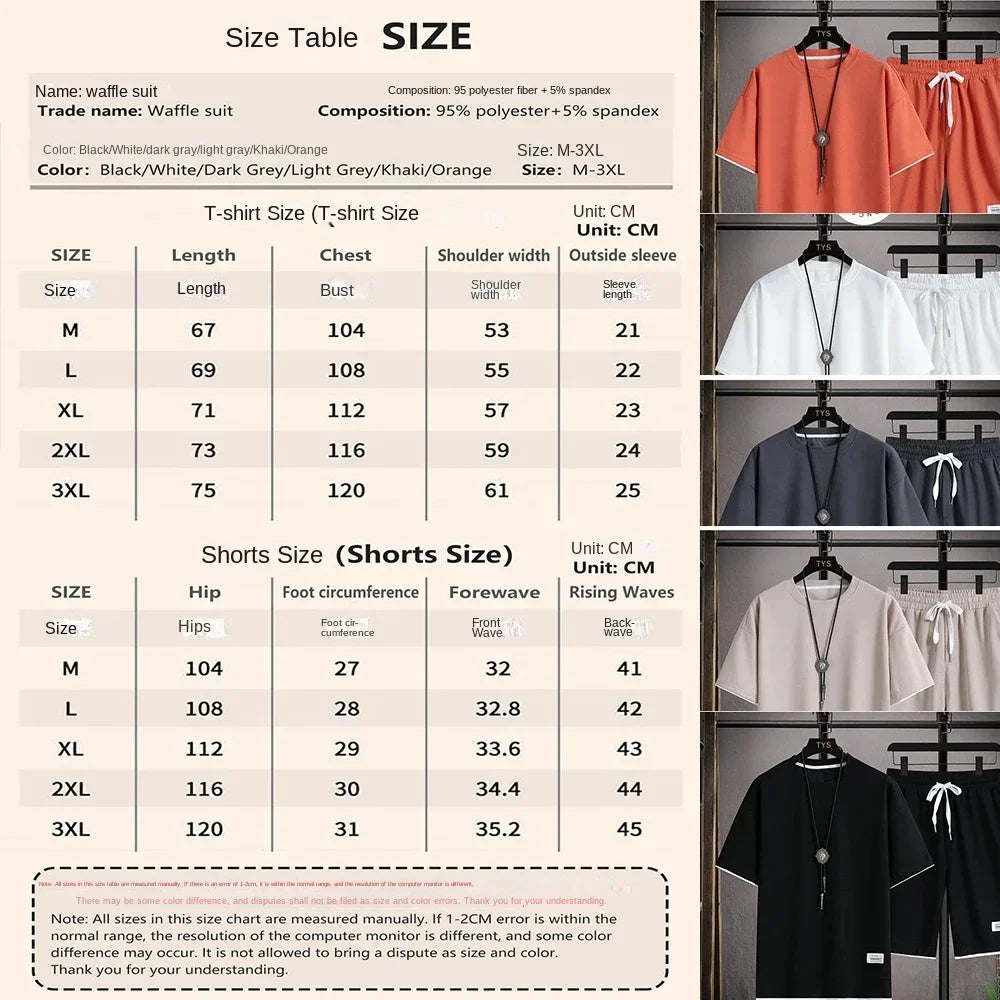 Men's short sleeved T-shirt and sports shorts set casual sportswear Korean fashion summer