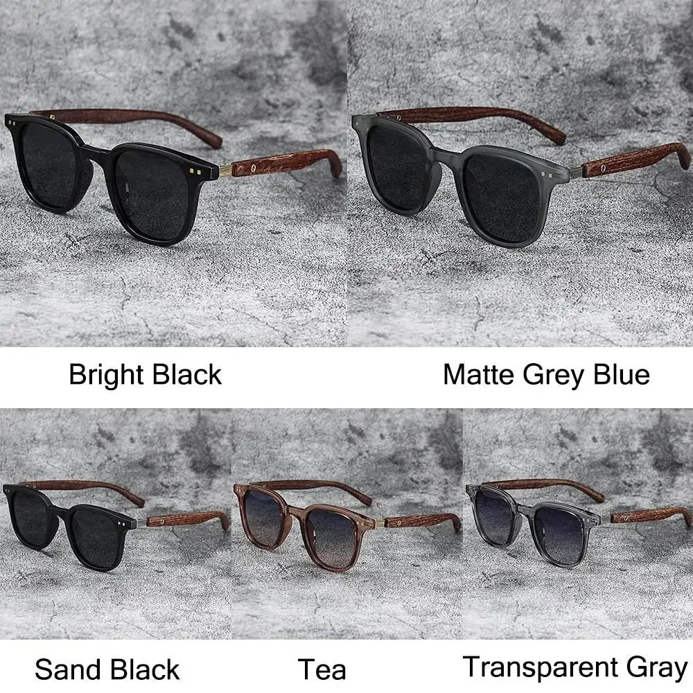 Trendy Retro Wood Grain Sunglasses - Polarized UV Protection for Men & Women, Perfect for Cycling & Outdoor Street Photography