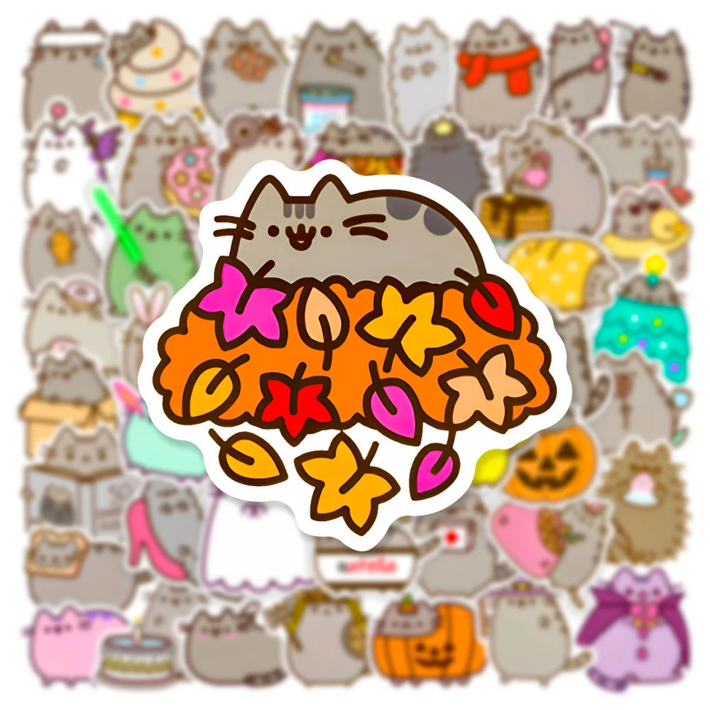 50/100PCS Kawaii Chunky Cat Stickers DIY Stationery Phone Diary Waterproof Cute Graffiti Children's Sticker Reward Decals Toys