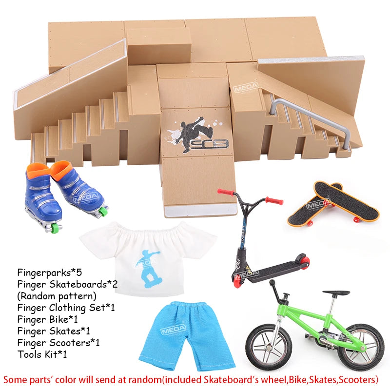 DIY Finger Skateboard Deck Ramp Set Pro Fingerboard Mini Skatepark Kit Mini Stunt Finger Board Skate Training for Kids Gifts