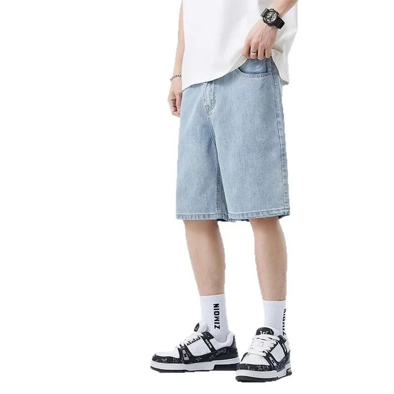 2025 Baggy Jeans Shorts for Men Casual Loose Fit Wide Leg Denim Jorts Y2K Vintage Hip Hop Skateboard Long Jorts Male Streetwear