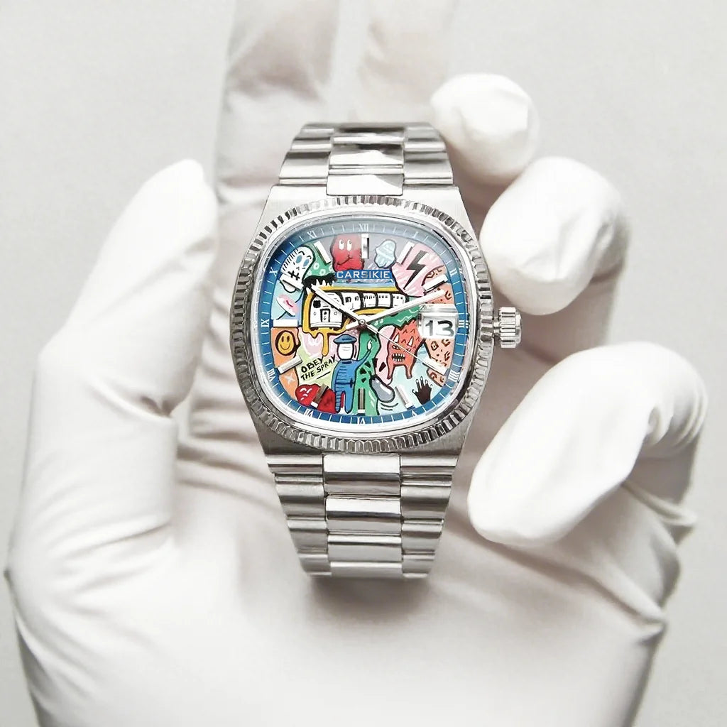 2025 New Square Men's Watch Abstract Art Dial Trendy Retro Niche Watch Luxury Gift Silver Black Gold Quartz Watch Street Style