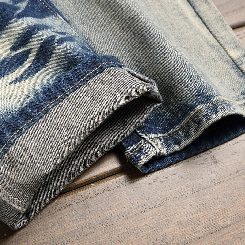 New Retro Jeans Men's Straight Leg Pants Ripped Jeans Fashionable Casual Pants Trousers Pants Street Wear Clothing