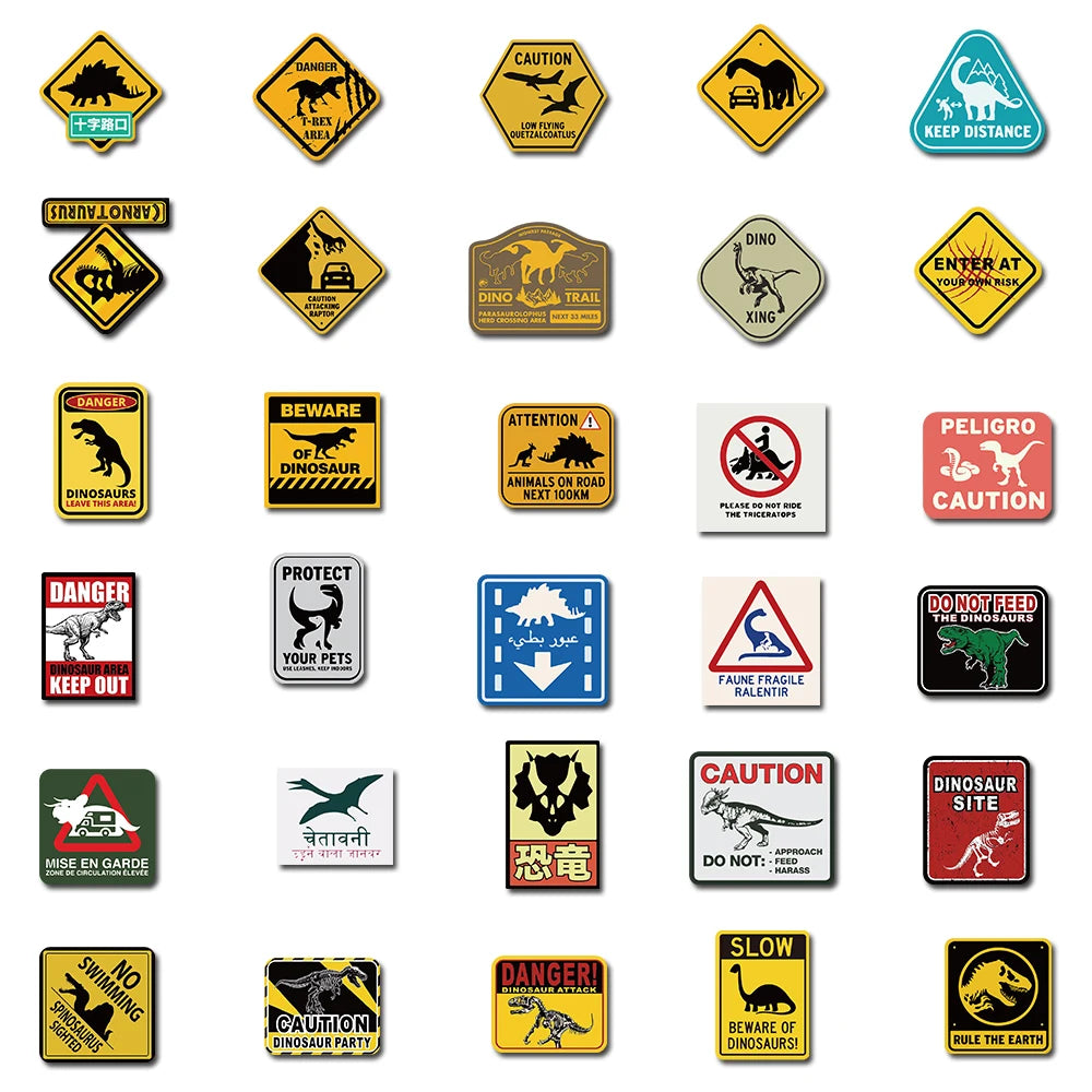 60PCS Jurassic World Signs Dinosaur Painting Vintage Stickers Plant Luggage Motorcycle Bike Laptop Decals Graffiti Sticker