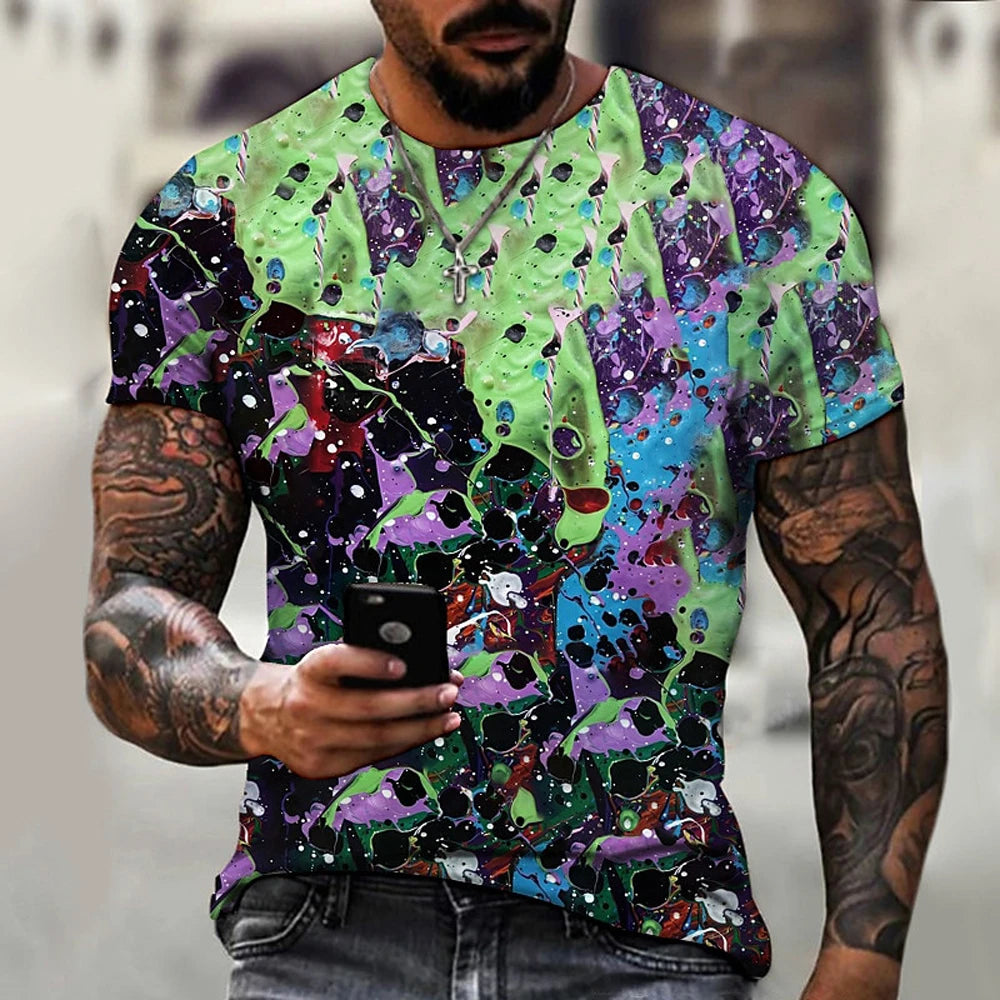 New Fun Graffiti Street T-Shirt 3D Printed Men's Hip Hop Summer Cool Tee Shirt Casual Youth Popular Personality Short Sleeve Top