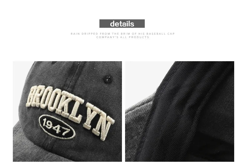 Brooklyn Alphabet Baseball Cap Men Women's Cowboy Baseball Cap Summer Cotton Hat Snapback Hip-Hop Hat Casual Gorra Hombre Visor
