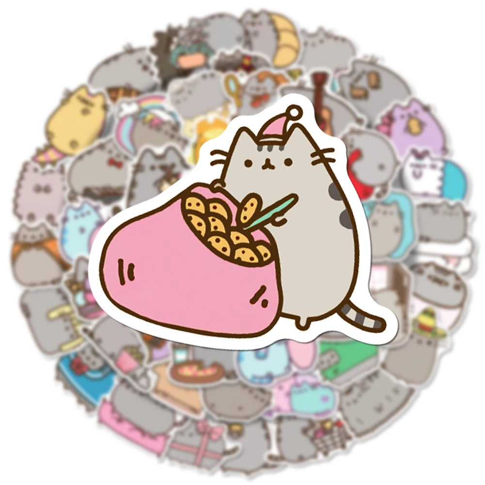 50/100PCS Kawaii Chunky Cat Stickers DIY Stationery Phone Diary Waterproof Cute Graffiti Children's Sticker Reward Decals Toys
