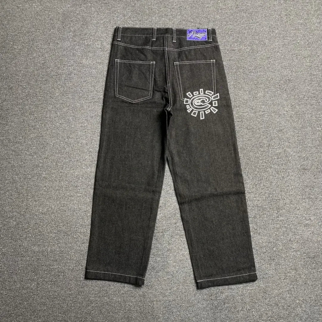 New Always Jeans High quality Printed Embroidery Straight Jeans Black Pants Men Jeans Printing Trend Street Wear AlwaysJeans Men