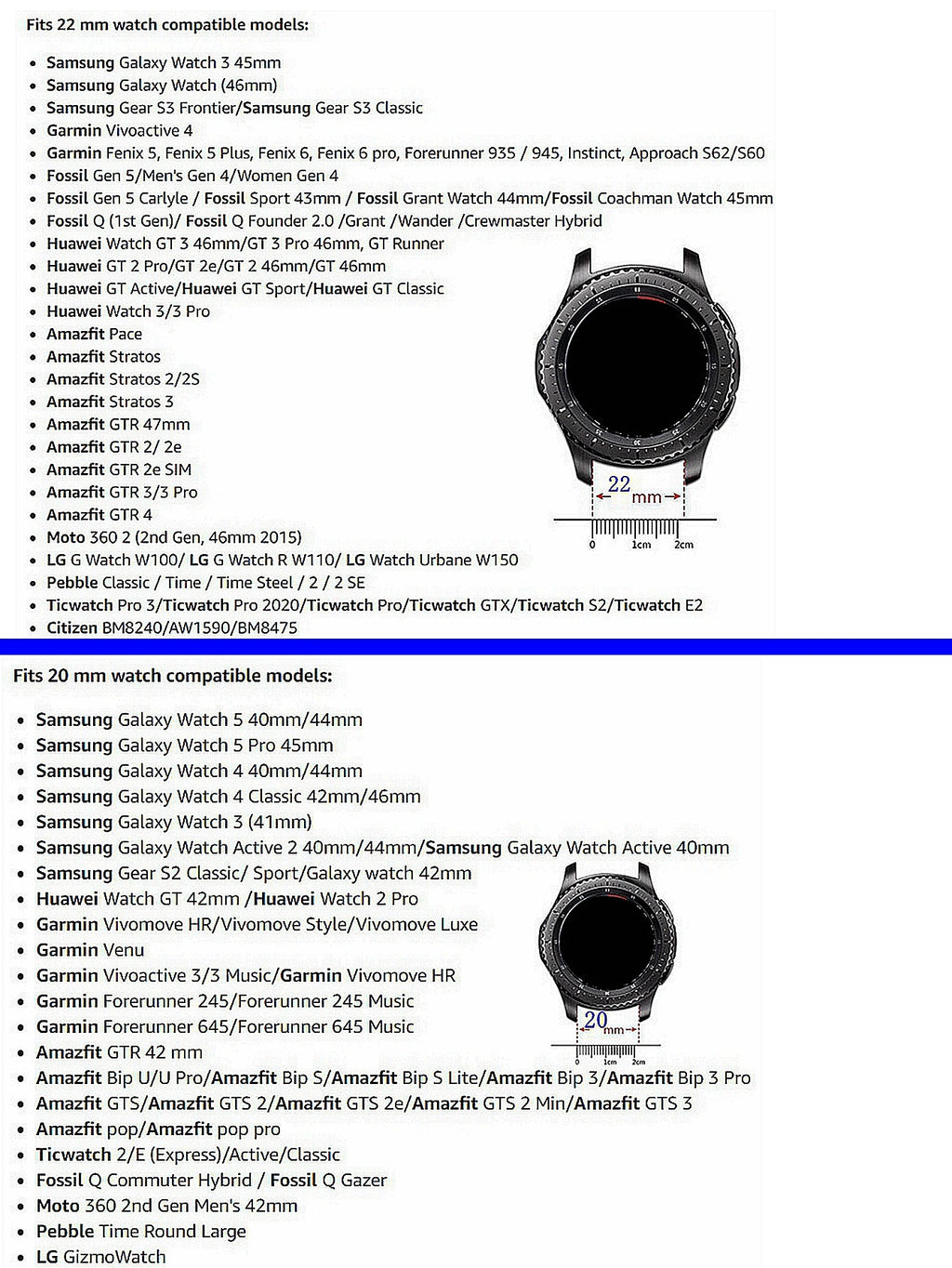 20mm/22mm Elastic Strap For Samsung Galaxy Watch 4 40mm/44mm/ Watch 5/ 5 Pro/Gear S3 Frontier/Gear S3 Classic/Watch 4 classic