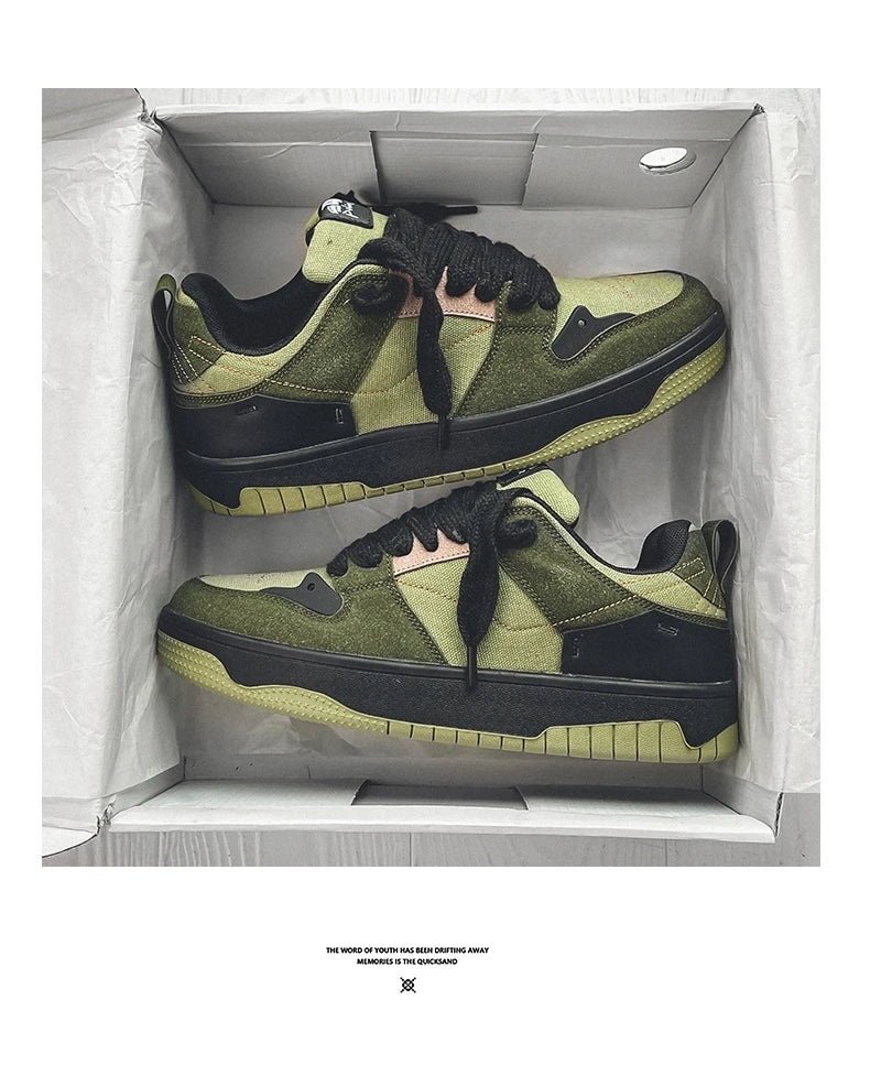 Fashion Green Men's Casual Sneakers Street Youth Sport Skateboard Shoes Men Designer Skateboarding Men Sneaker zapatillas hombre