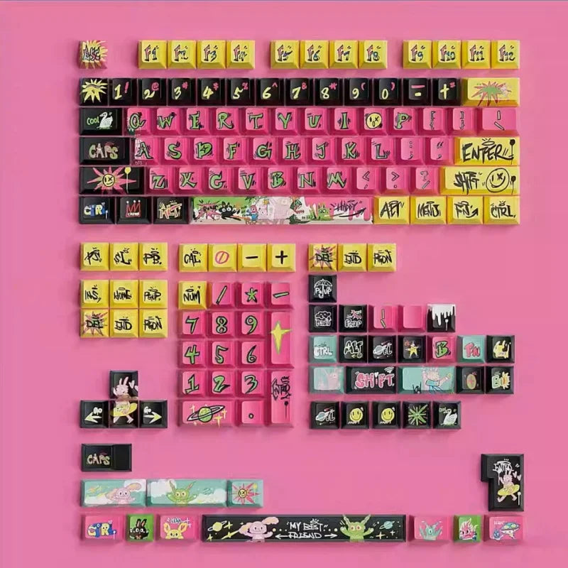 Graffiti Maniac Theme Keycaps - Sublimation Process PBT Material - Suitable For Art Lovers-Original Factory Height