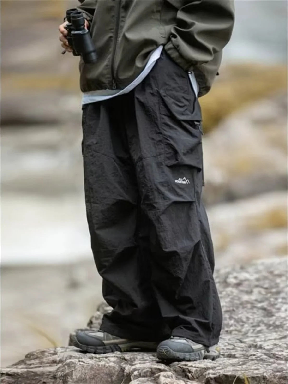 Men's Spring and Autumn New Waterproof Hip Hop Mountaineering Pants Casual Harajuku Work Pants Black Cargo Outwear Pants