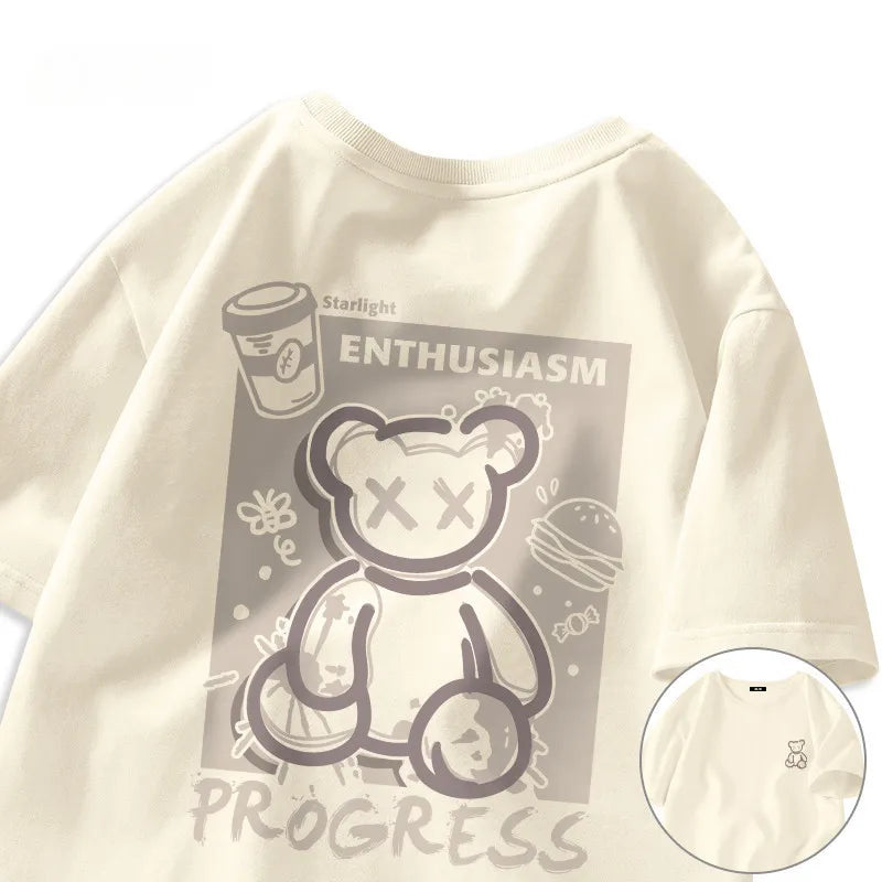 Graffiti Street Bear Retro Large Short Sleeved T-shirt