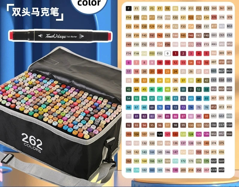 24/36/48/60/80/120/168/262 Colors Artist Double Headed Art Marker Pen Graffiti Manga Sketch Alcohol Based Soft Brush For School
