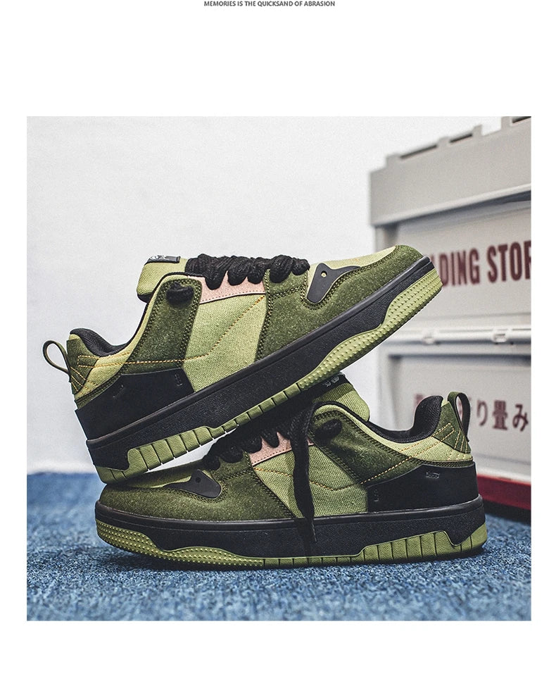 Fashion Green Men's Casual Sneakers Street Youth Sport Skateboard Shoes Men Designer Skateboarding Men Sneaker zapatillas hombre