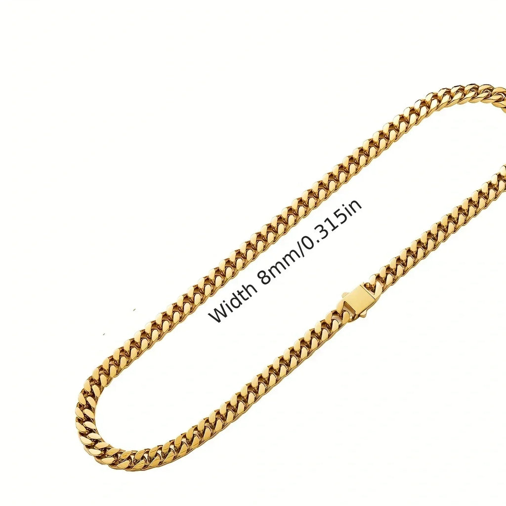 316 Stainless Steel Plated 18k Gold Fashion 8.10.12mm Encrypted Cuban Chain Rap Hip Hop Men Women Bracelet Necklace Accessories