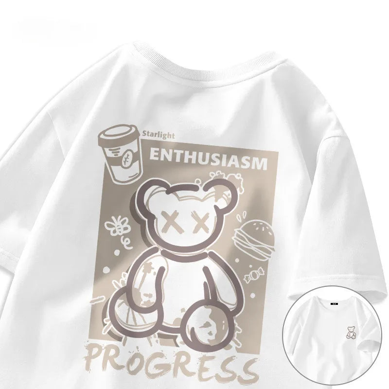 Graffiti Street Bear Retro Large Short Sleeved T-shirt