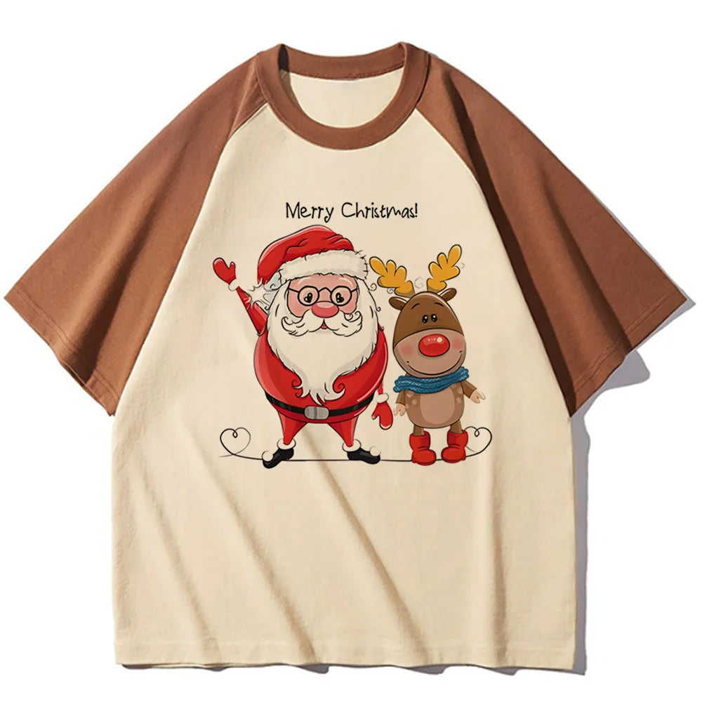 Christmas top tees teen Colorful Vintage aesthetic Grunge Y2k korean clothes tshirt hip hop Graphic harajuku Grunge Pop Culture