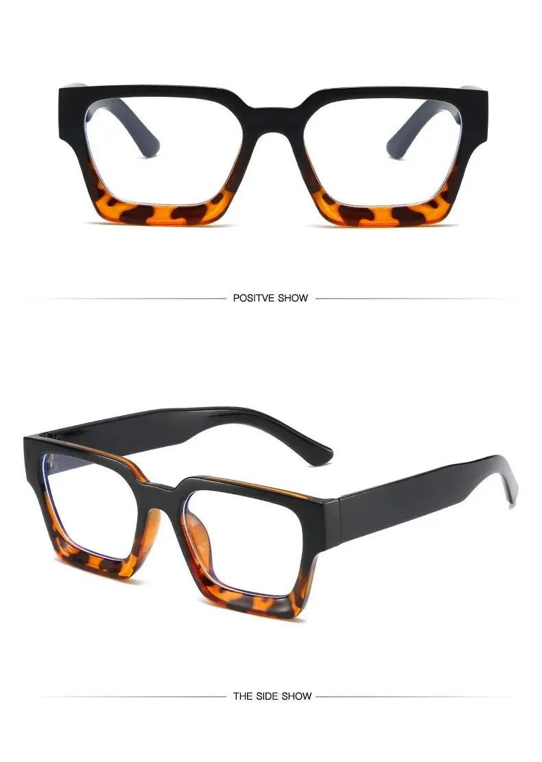 Texture Thick Edge Square Frame Decoration Street Wear Flat Mirror European And American Anti-blue Glasses