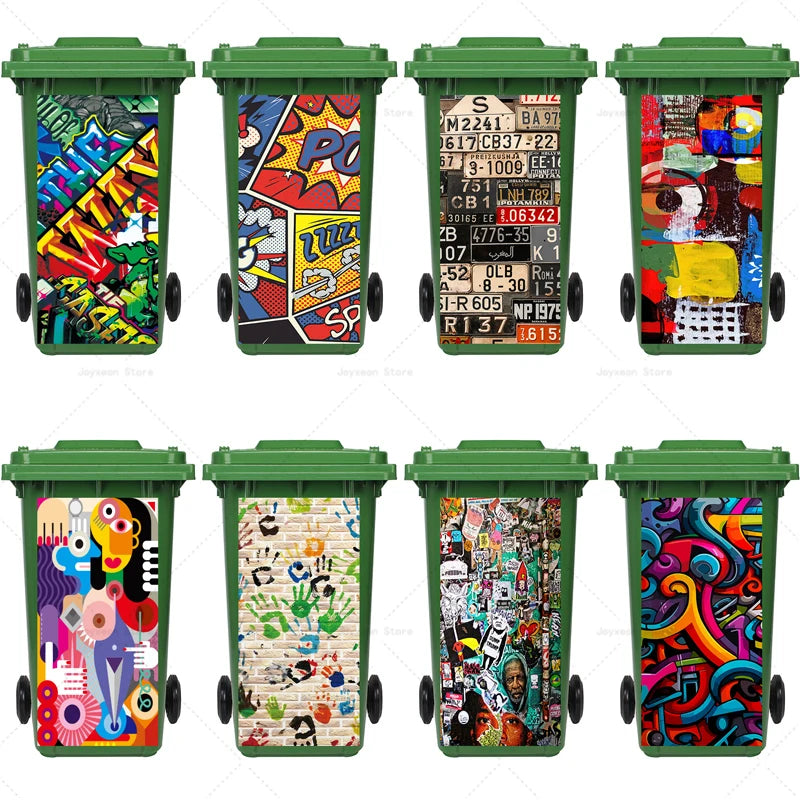 Art Graffiti Trash Can Sticker Kitchen Trash Can Waterproof Decoration Sticker Design Wallpaper Poster Cabinet Closet Stickers