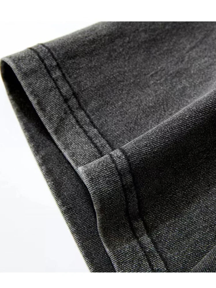 Washed Vintage T-Shirts Street Hip Hop Retro Punk T Shirt women Harajuku Casual Cotton Short Sleeve Acid Wash TShirts top 2025