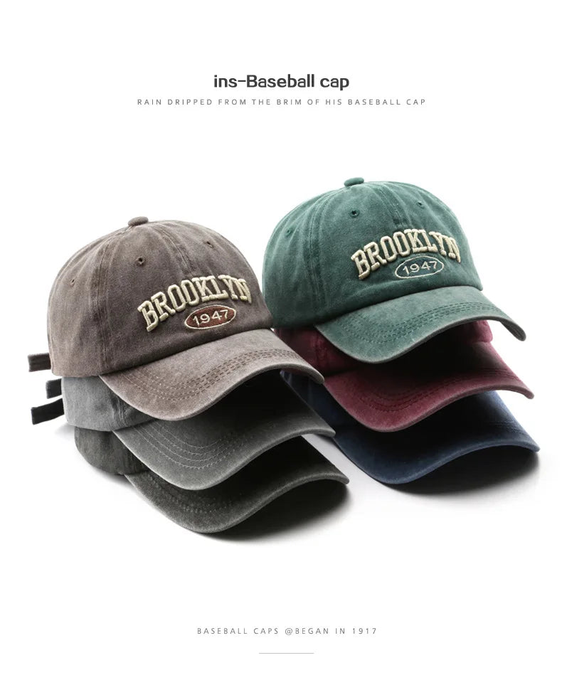 Brooklyn Alphabet Baseball Cap Men Women's Cowboy Baseball Cap Summer Cotton Hat Snapback Hip-Hop Hat Casual Gorra Hombre Visor