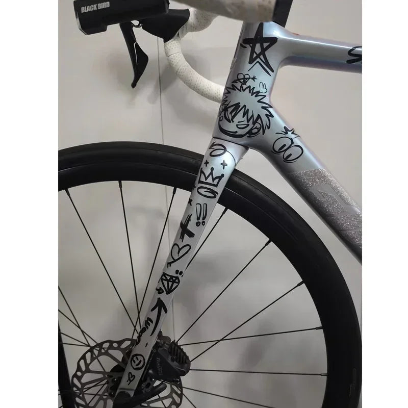 Graffiti - Style Bike Sticker Pack,Cool Cartoon & Symbol Decals for Bicycle Frames, Laptops,Perfect for Personalizing Your Items