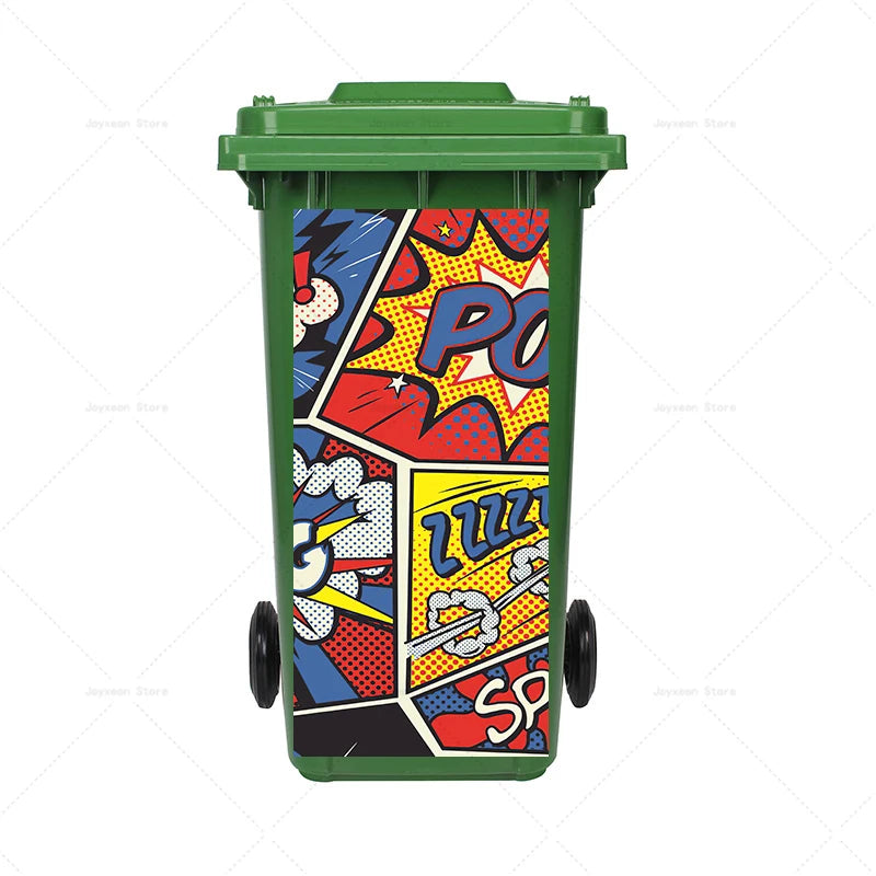 Art Graffiti Trash Can Sticker Kitchen Trash Can Waterproof Decoration Sticker Design Wallpaper Poster Cabinet Closet Stickers