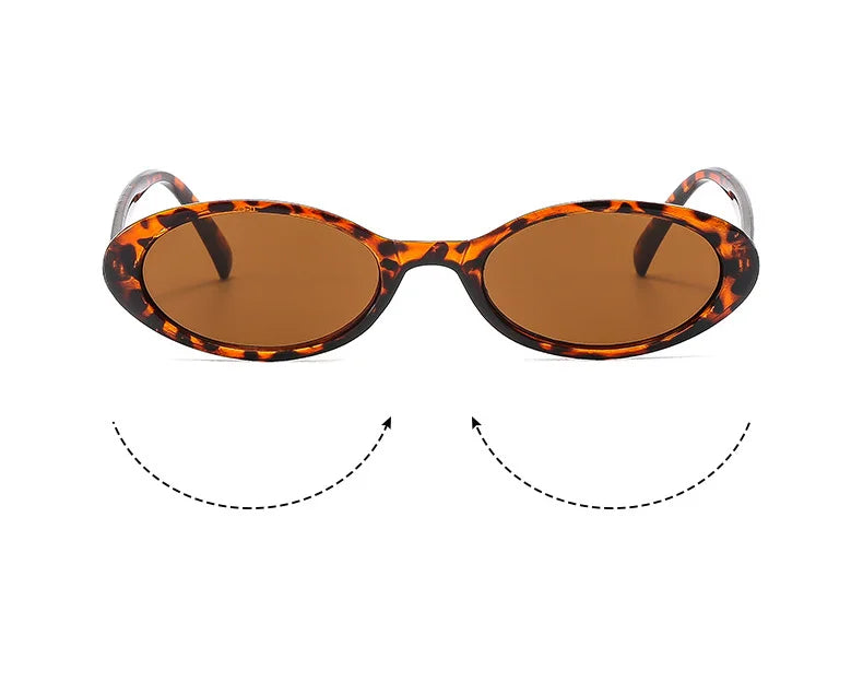 New Small Oval Sunglasses Women Men Trendy Vintage Hip Hop Cat Eye Sun Glasses Female Leopard Black Punk Eyewear UV400 Oculos