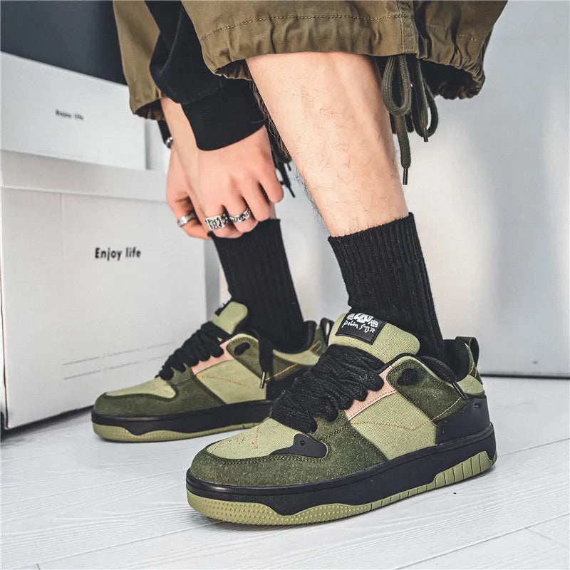 Fashion Green Men's Casual Sneakers Street Youth Sport Skateboard Shoes Men Designer Skateboarding Men Sneaker zapatillas hombre