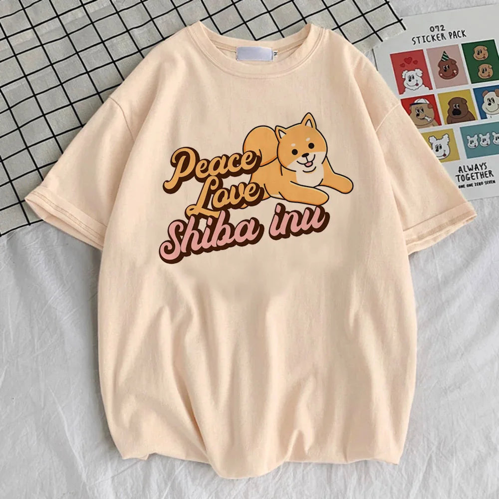 Shiba Inu tshirt teen graphic Pop Culture Grunge Digital University shirt Trendy Vintage anime Breathable hip hop 2000s