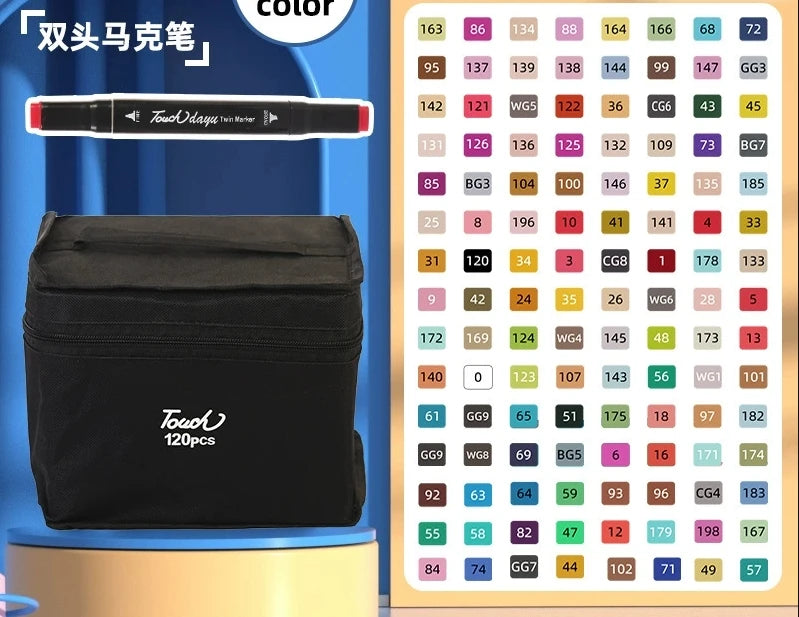 24/36/48/60/80/120/168/262 Colors Artist Double Headed Art Marker Pen Graffiti Manga Sketch Alcohol Based Soft Brush For School