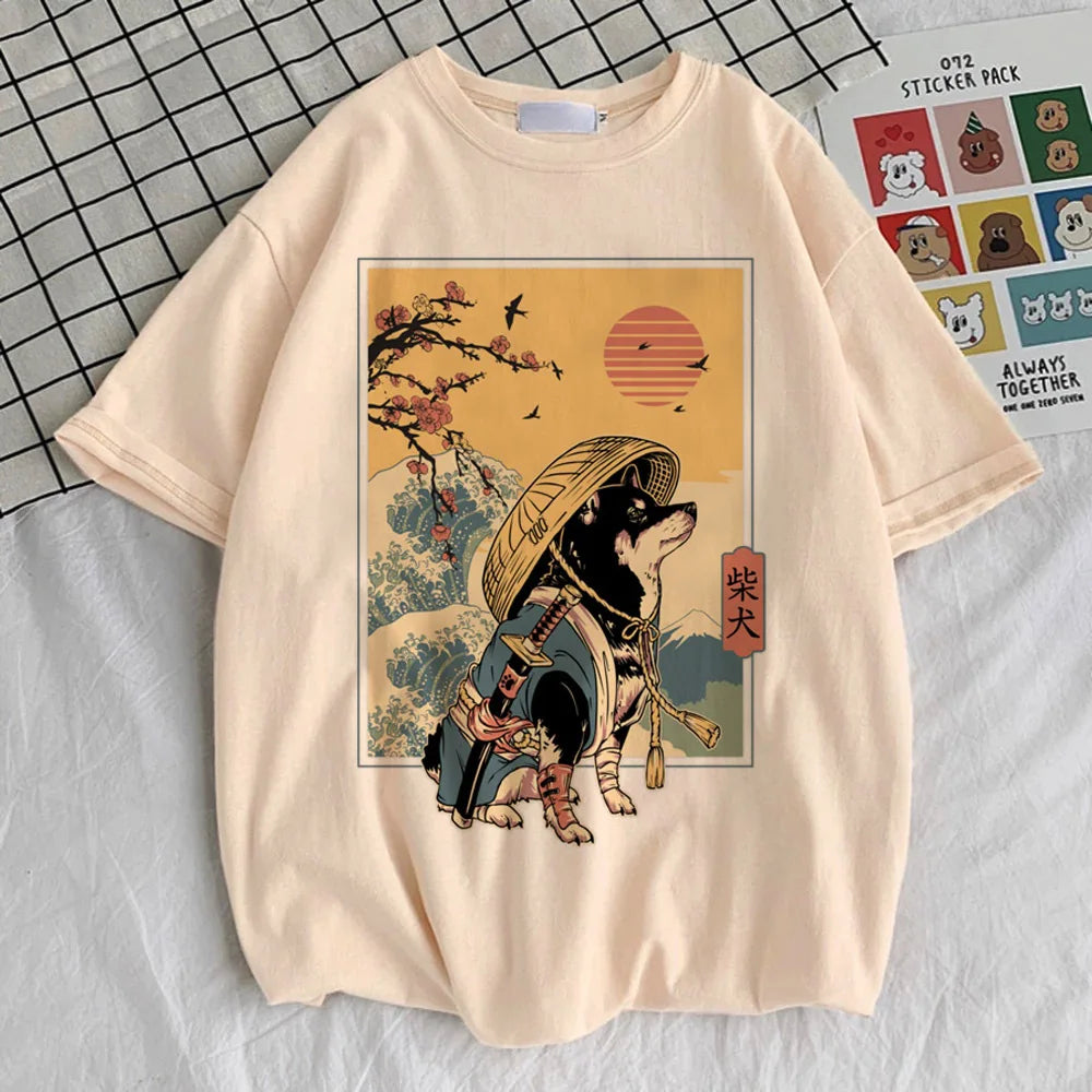 Shiba Inu tshirt teen graphic Pop Culture Grunge Digital University shirt Trendy Vintage anime Breathable hip hop 2000s